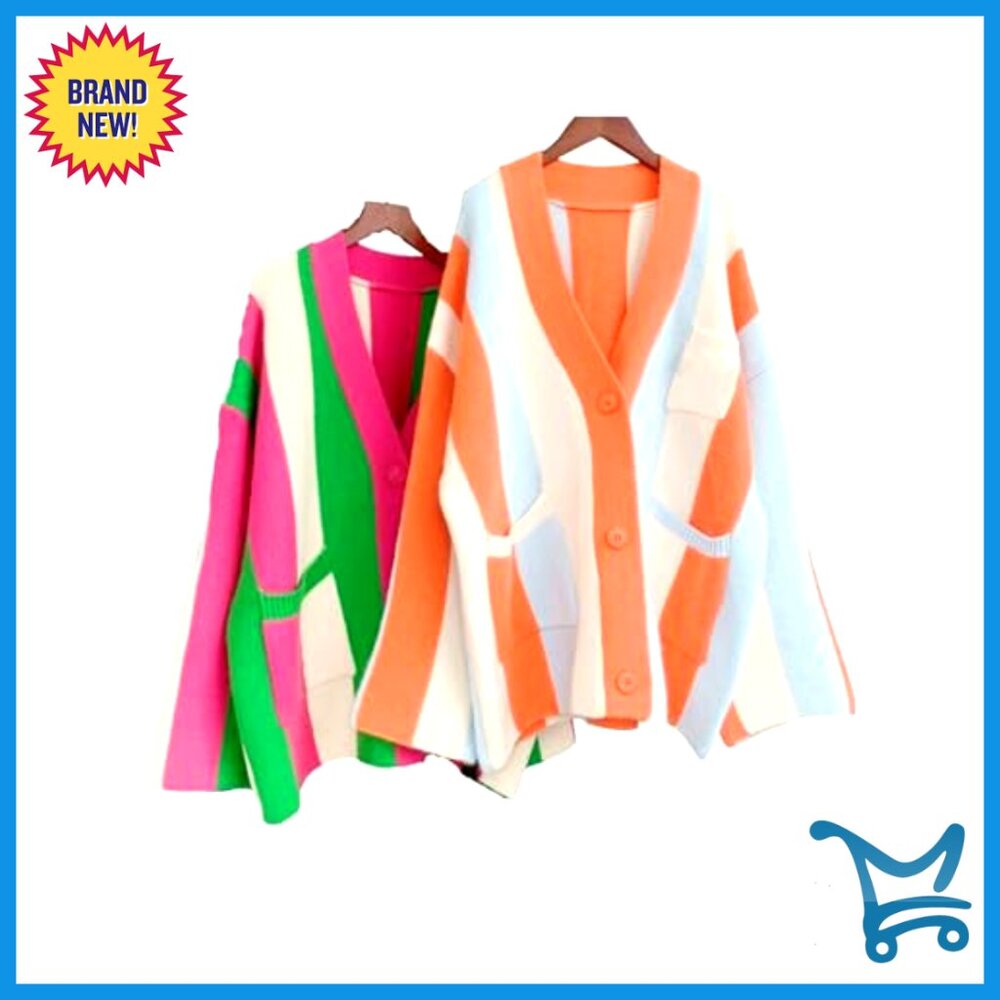 Oversized Chunky Knit Cardigan Long Sleeve Button Front Pockets - Picture 3 of 7